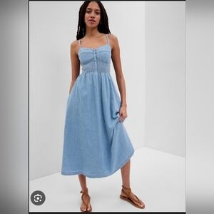 GAP Organic Cotton Corset Denim Midi Dress, Size S, NWT